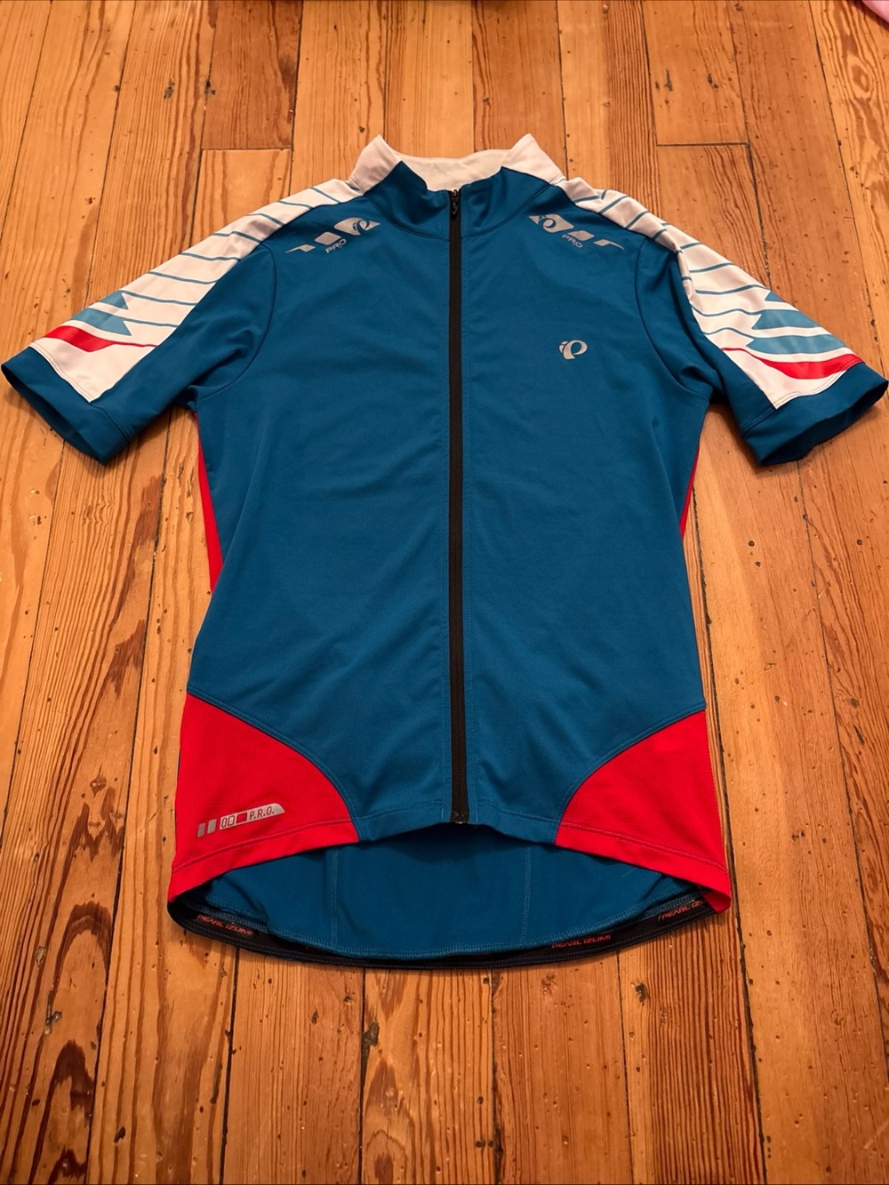 Pearl Izumi Men's Full-Zip Cycling Jersey - Red, White, Blue Size Medium